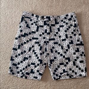 Loudmouth Black and White Crossword Men's Shorts